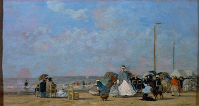 En la playa de Trouville, de Eugene Boudin, pintura de Eugene Louis Boudin