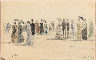 Gente en la playa de Trouville de Eugene Louis Boudin