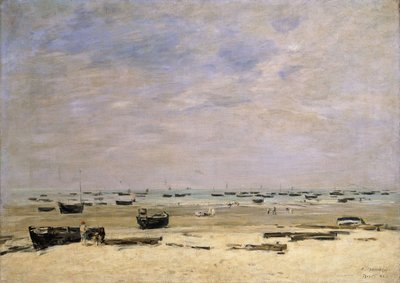 Barcazas en el río en marea baja, 1882 de Eugene Louis Boudin