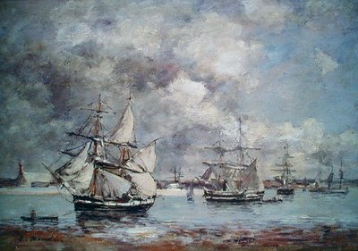 Barcos de vela en un puerto de Eugene Louis Boudin