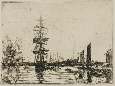 Paisaje marino con barcos de Eugene Louis Boudin