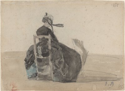 Dama sentada de negro, Trouville de Eugene Louis Boudin