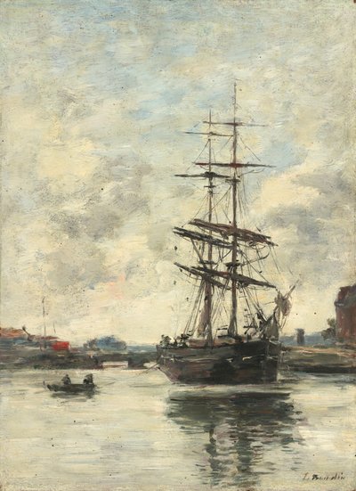 Barco en el Touques, c. 1888-1895 de Eugene Louis Boudin