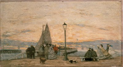 El muelle en Trouville: Atardecer, 1862 de Eugene Louis Boudin
