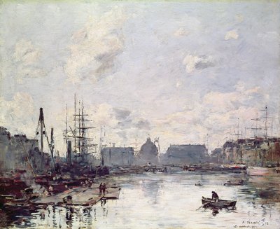 El puerto de comercio, Le Havre, 1892 de Eugene Louis Boudin