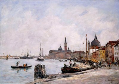 El muelle en Giudecca, Venecia de Eugene Louis Boudin