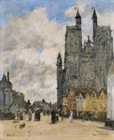 La Plaza de la Iglesia de San Vulfran en Abbeville de Eugene Louis Boudin