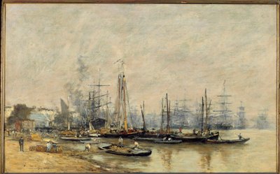 El puerto de Burdeos. Barcos en el Garona. Pintura de Eugene Louis Boudin (1824-1898) 1874 París, Museo de Orsay de Eugene Louis Boudin