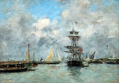 Puerto de Trouville (óleo sobre lienzo) de Eugene Louis Boudin