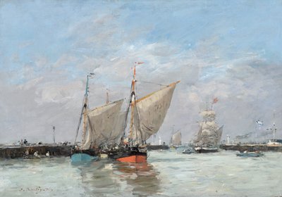 Trouville, los malecones, marea alta de Eugene Louis Boudin