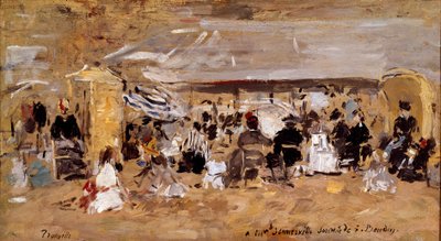 Vista de la playa de Deauville en Normandía de Eugene Louis Boudin