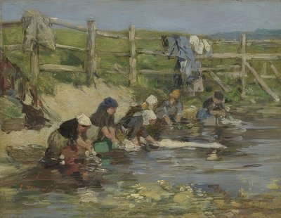 Lavanderas en el río. Aproximadamente 1885-90 de Eugene Louis Boudin
