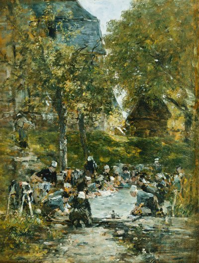 Lavanderas en la orilla del río, c.1877-1881 de Eugene Louis Boudin