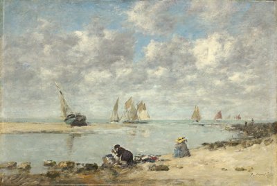 Lavandera cerca de Trouville, c.1872-6 de Eugene Louis Boudin