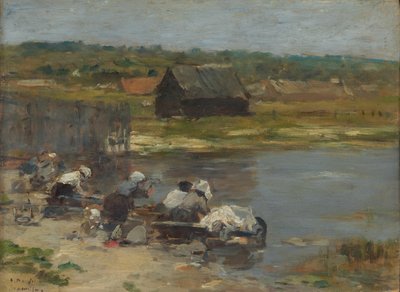 Lavanderas al borde del estanque de Eugene Louis Boudin