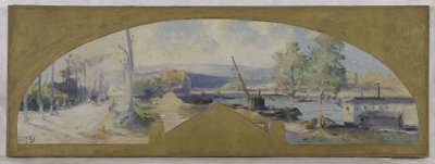 Boceto del ayuntamiento de Issy-les-Moulineaux: La Seine à Issy-les-Moulineaux, hacia 1901 (óleo sobre lienzo) de Eugene Louis Gillot