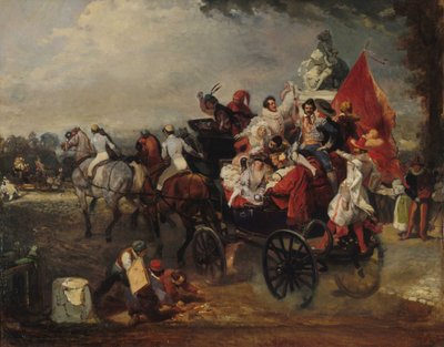 Escena de carnaval, Place de la Concorde, 1834 de Eugene Louis Lami