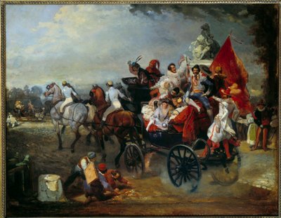 Escena de carnaval en París, Place de la Concorde en 1834 de Eugene Louis Lami