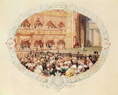 Interior del Teatro de Su Majestad, cierre de la temporada de 1841 - Despedida de Mlle Rachel de Eugene Louis Lami
