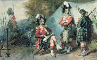 Oficiales de los 79º Highlanders en el campamento de Chobham en 1853 de Eugene Louis Lami