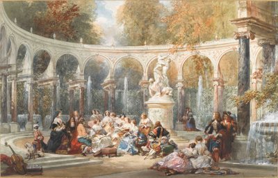 Sociedad en el Bosquet de la Colonnade en el jardín de Versalles de Eugene Louis Lami