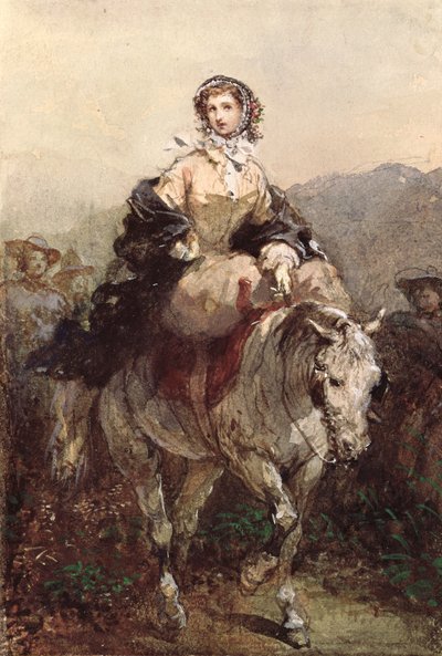 Joven mujer en un caballo de Eugene Louis Lami