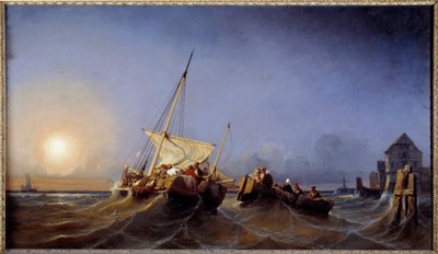 El regreso de los pescadores al atardecer de Eugene Modeste Edmond Lepoittevin