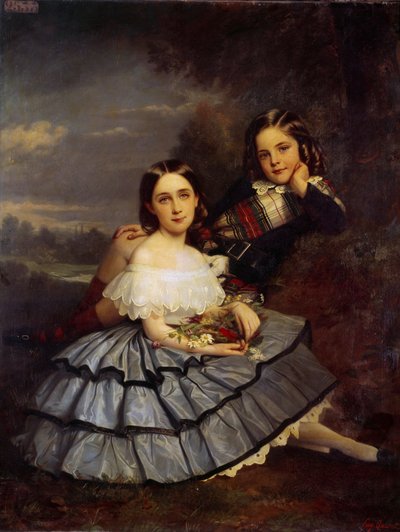 Retrato de Noemie (1847-1916) y Henri Pecquet du Bellet Pintura de Eugene Quesnet (1816-1899) 1855 aprox. 1,46x1,14 m Blerancourt, Musee Franco American de Eugene Quesnet