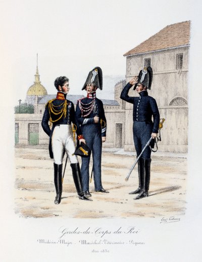 Gardes-du-Corps de Roi, Médico Mayor, Mariscal Veterinario y Piqueur de Eugene Titeux
