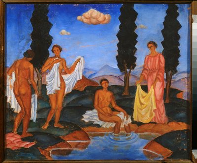 Bañistas - Obra de Eugeniusz Zak (1884-1926), témpera sobre cartón de Eugeniusz Zak