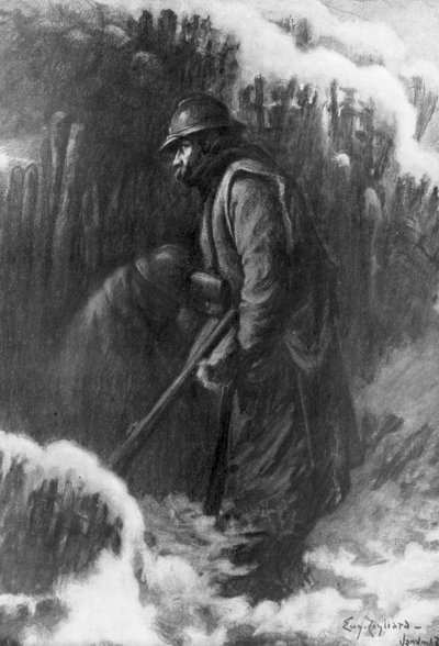 Guardia en un pequeño puesto, Primera Guerra Mundial, enero de 1917 de Eugene Zigliara