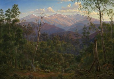 Monte Kosciusko, visto desde la frontera con Victoria (cordillera del Monte Hope) de Eugene von Guérard