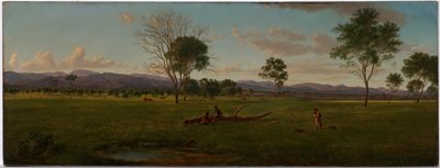 Vista de los Alpes de Gippsland, desde Bushy Park en el río Avon de Eugene von Guérard
