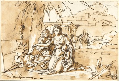 Virgen con el Niño, Santa Ana y el Niño San Juan, con San José al fondo de Eugenio Agneni