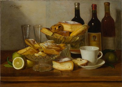 Naturaleza muerta con botella (pintura al óleo sobre lienzo) de Eugenio De Giacomi