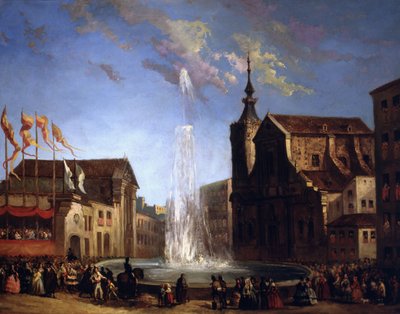 El abastecimiento de agua de Lozoya en la fuente de la calle de San Bernardo de Eugenio Lucas y Padilla