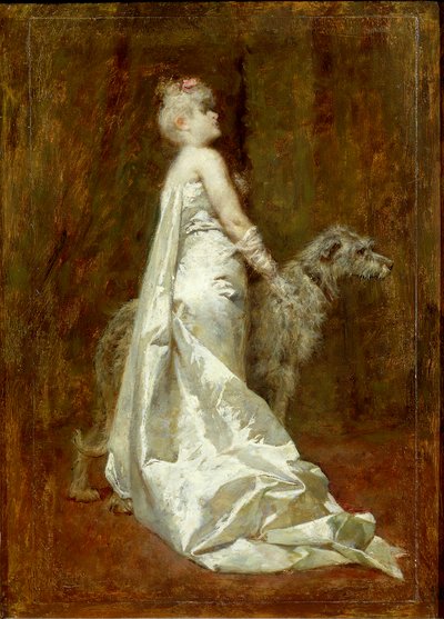 Vestido blanco y perro de Eugenio Scomparini de Eugenio Scomparini