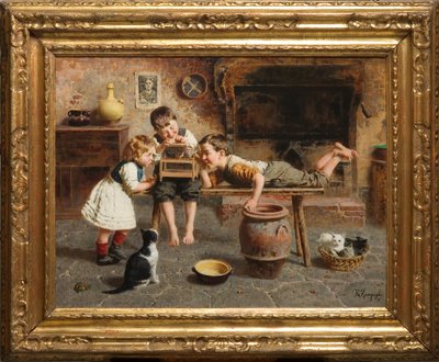 Juegos de niños (óleo sobre lienzo) de Eugenio Zampighi