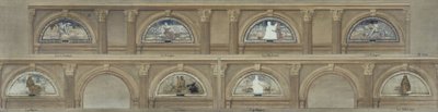 Boceto para el comedor del Hôtel de Ville de París: Los Campos. El huerto. El Parterre. El huerto. La pesca. La caza. La Granja. La dehesa, hacia 1891 (tinta, óleo sobre lápiz, papel sobre lienzo) de Eugène Martial Simas