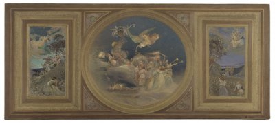 Boceto para el comedor del Hôtel de Ville de París: Techo alegórico, hacia 1891 (óleo sobre lienzo, papel) de Eugène Martial Simas