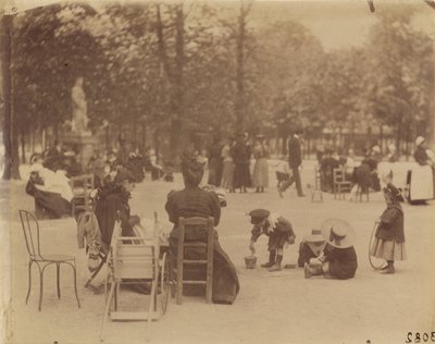 Mujeres y Niños en los Jardines de Luxemburgo de Eugène Atget