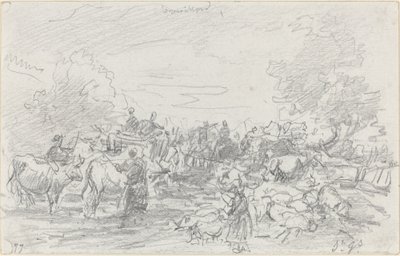 Rebaños cruzando un arroyo de Eugène Boudin