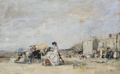 Dama de blanco en la playa de Trouville de Eugene Louis Boudin