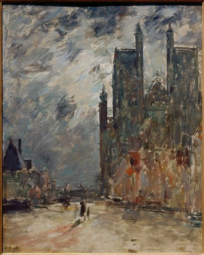 Iglesia colegiata de Abbeville de noche de Eugene Louis Boudin