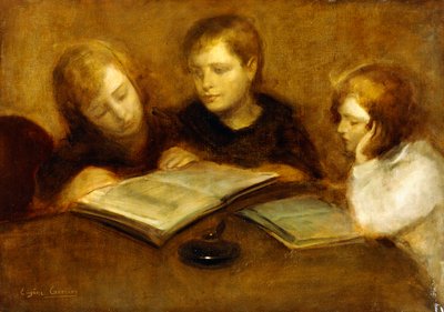 Niñas leyendo de Eugène Carrière