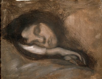 Cabeza de una mujer dormida, siglo XIX o principios del siglo XX de Eugène Carrière
