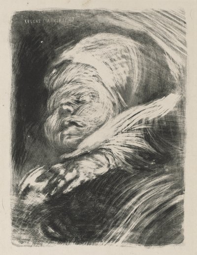 Recién nacido en un capó de Eugène Carrière