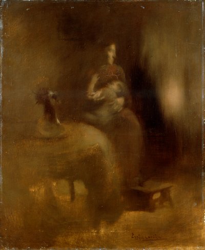 Mujer con un bebé en su regazo, años 1890 de Eugène Carrière