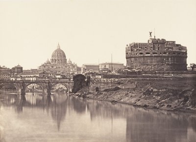 Veduta di Castel St Angelo. S. Pietro, 1848-52. de Eugène Constant