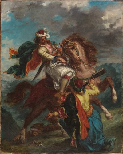 Un turco se rinde a un jinete griego de Eugène Delacroix